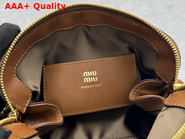 Miu Miu Caprice Leather Clutch in Cognac 5BF131 Replica
