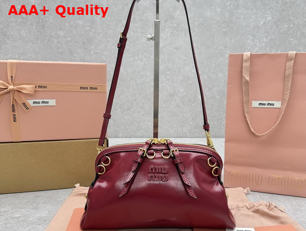 Miu Miu Caprice Leather Clutch in Ruby Red 5BF131 Replica