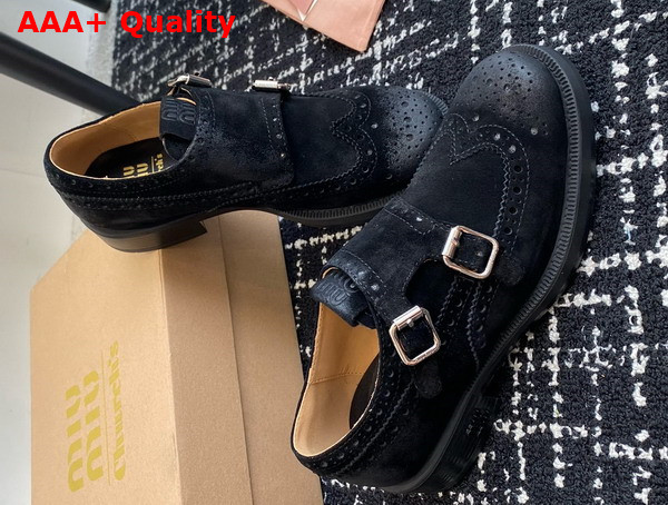 Miu Miu Churchs X Miu Miu Suede Monk Strap Brogues Black 5E039E Replica