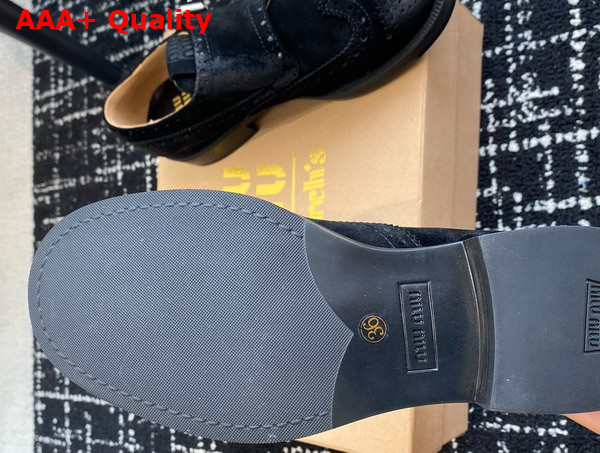 Miu Miu Churchs X Miu Miu Suede Monk Strap Brogues Black 5E039E Replica