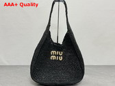 Miu Miu Crochet Hobo Bag in Black 5BC116 Replica