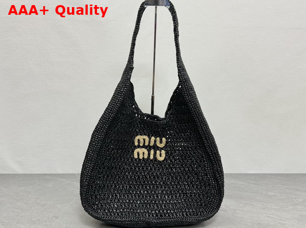 Miu Miu Crochet Hobo Bag in Black 5BC116 Replica