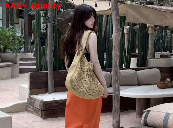 Miu Miu Crochet Hobo Bag in Natural 5BC116 Replica