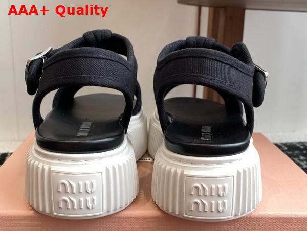 Miu Miu Denim Flatform Sandals in Black 5X402E Replica