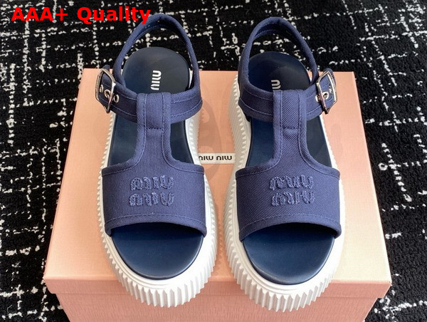 Miu Miu Denim Flatform Sandals in Blue 5X402E Replica