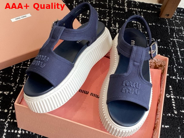 Miu Miu Denim Flatform Sandals in Blue 5X402E Replica