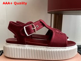 Miu Miu Denim Flatform Sandals in Dark Red 5X402E Replica