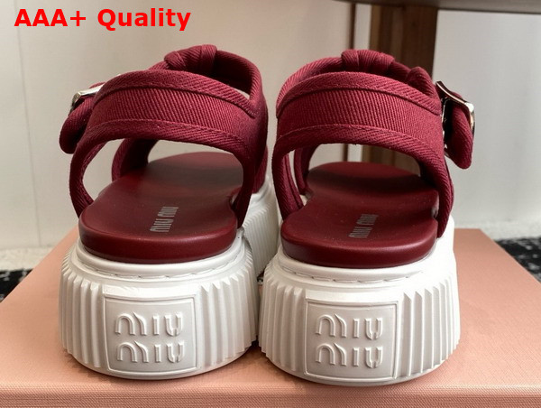 Miu Miu Denim Flatform Sandals in Dark Red 5X402E Replica