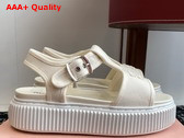 Miu Miu Denim Flatform Sandals in Ivory 5X402E Replica
