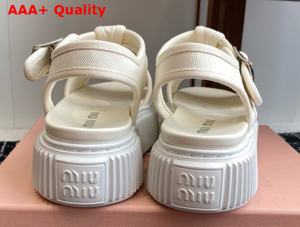 Miu Miu Denim Flatform Sandals in Ivory 5X402E Replica