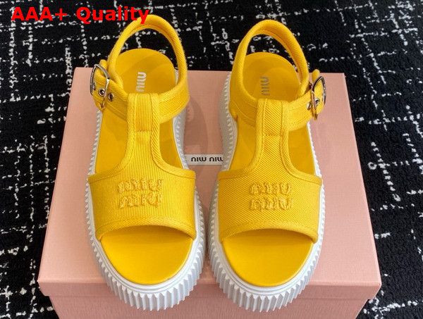 Miu Miu Denim Flatform Sandals in Yellow 5X402E Replica
