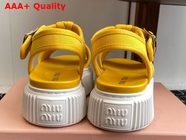 Miu Miu Denim Flatform Sandals in Yellow 5X402E Replica