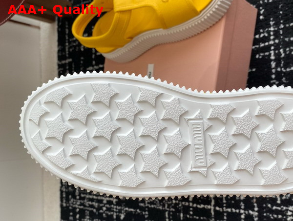 Miu Miu Denim Flatform Sandals in Yellow 5X402E Replica