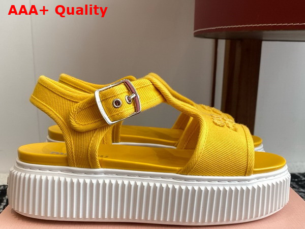 Miu Miu Denim Flatform Sandals in Yellow 5X402E Replica