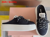 Miu Miu Denim Sneaker Mules in Black 5E390E Replica
