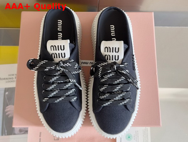 Miu Miu Denim Sneaker Mules in Black 5E390E Replica