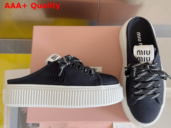 Miu Miu Denim Sneaker Mules in Black 5E390E Replica
