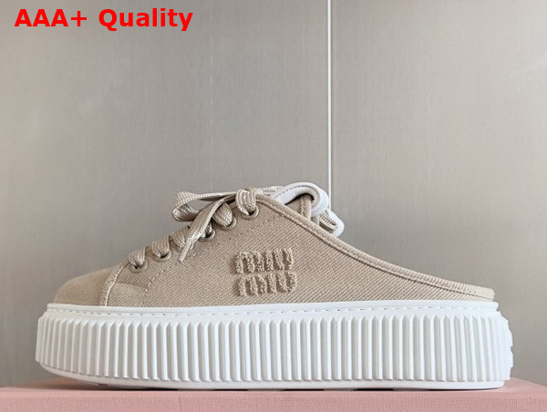 Miu Miu Denim Sneaker Mules in Colonial Beige 5E390E Replica