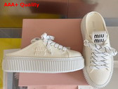 Miu Miu Denim Sneaker Mules in Ivory 5E390E Replica