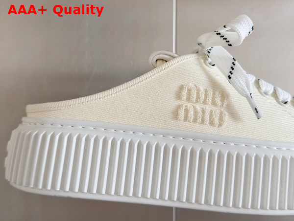 Miu Miu Denim Sneaker Mules in Ivory 5E390E Replica