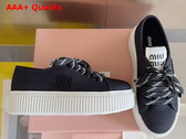 Miu Miu Denim Sneakers with Logo Black 5E389E Replica