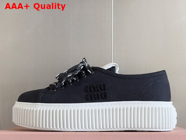 Miu Miu Denim Sneakers with Logo Black 5E389E Replica