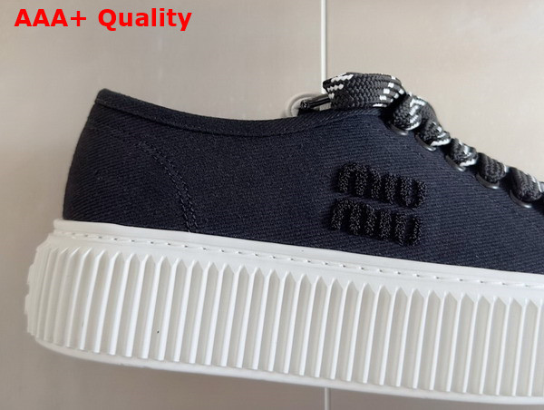 Miu Miu Denim Sneakers with Logo Black 5E389E Replica