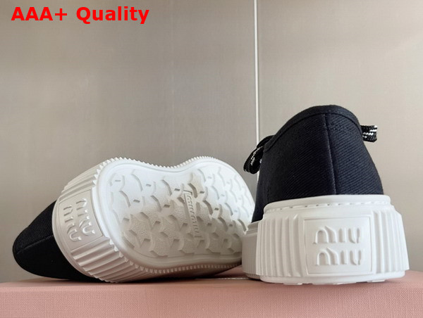 Miu Miu Denim Sneakers with Logo Black 5E389E Replica