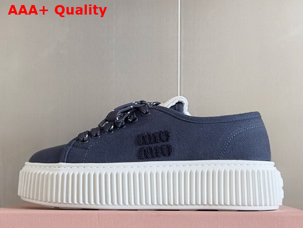 Miu Miu Denim Sneakers with Logo Royal Blue 5E389E Replica