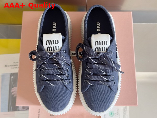 Miu Miu Denim Sneakers with Logo Royal Blue 5E389E Replica