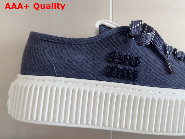 Miu Miu Denim Sneakers with Logo Royal Blue 5E389E Replica