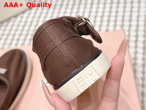 Miu Miu Drill Ballerinas in Malt Cocoa Brown 5F369E Replica