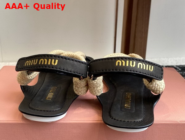 Miu Miu Flat Cord Sandals in Black 5X415E Replica