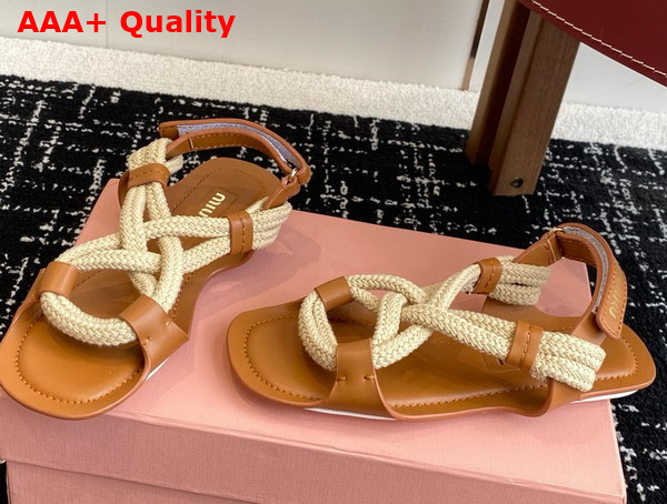 Miu Miu Flat Cord Sandals in Natural 5X415E Replica
