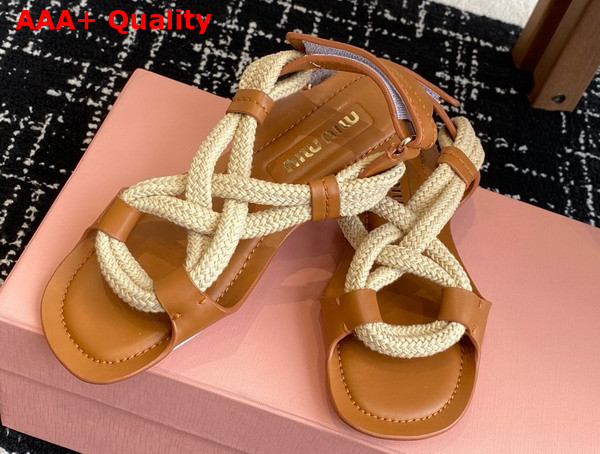 Miu Miu Flat Cord Sandals in Natural 5X415E Replica