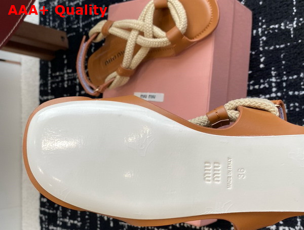 Miu Miu Flat Cord Sandals in Natural 5X415E Replica