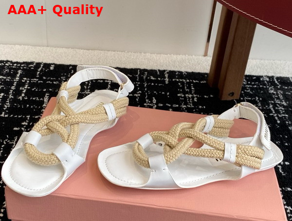 Miu Miu Flat Cord Sandals in White 5X415E Replica