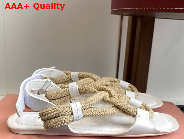Miu Miu Flat Cord Sandals in White 5X415E Replica