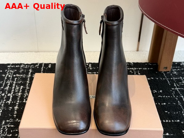 Miu Miu Fume Calf Booties in Dark Brown 5T520E Replica