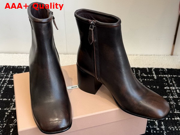 Miu Miu Fume Calf Booties in Dark Brown 5T520E Replica
