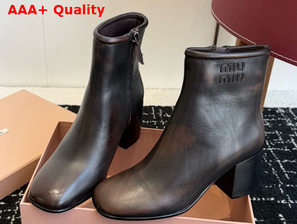 Miu Miu Fume Calf Booties in Dark Brown 5T520E Replica