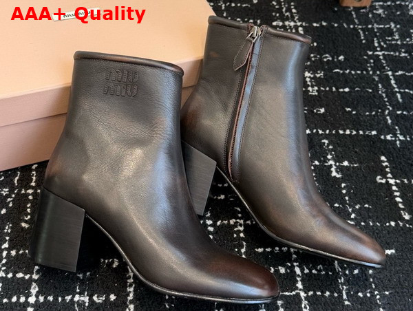 Miu Miu Fume Calf Booties in Dark Brown 5T520E Replica