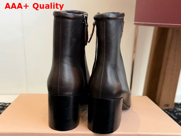 Miu Miu Fume Calf Booties in Dark Brown 5T520E Replica