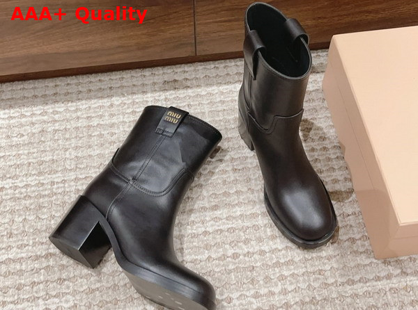 Miu Miu Fume Leather Booties in Black Replica