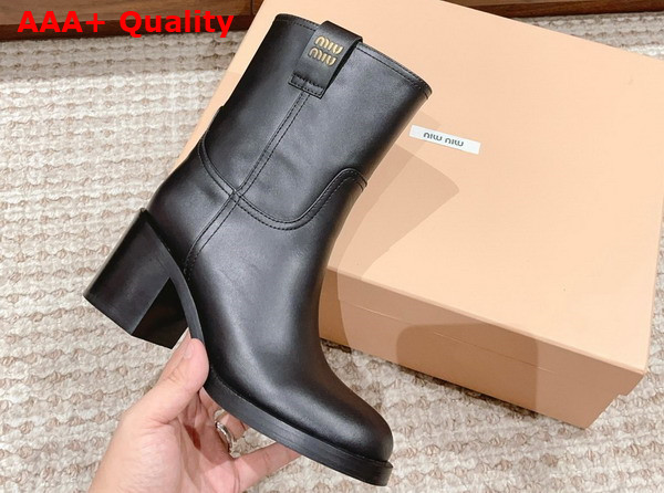 Miu Miu Fume Leather Booties in Black Replica