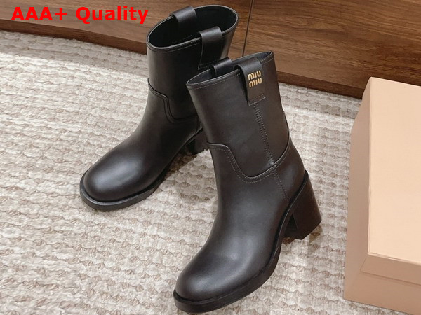 Miu Miu Fume Leather Booties in Black Replica