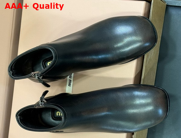 Miu Miu Fume Leather Booties in Dark Brown 5T519E Replica