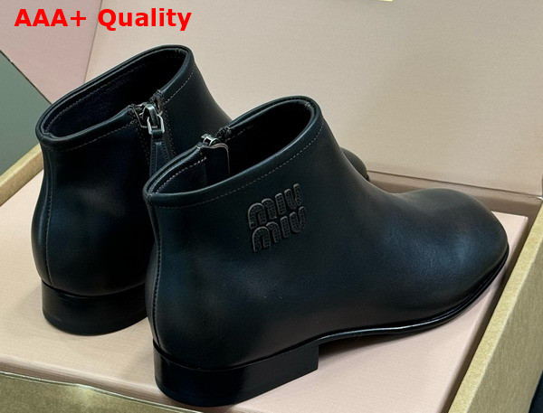 Miu Miu Fume Leather Booties in Dark Brown 5T519E Replica