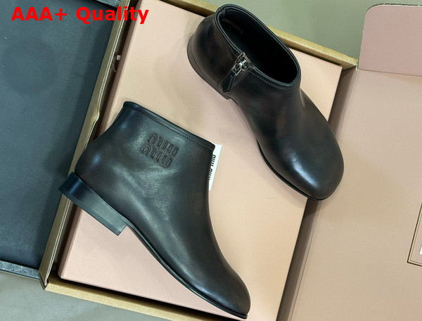 Miu Miu Fume Leather Booties in Dark Brown 5T519E Replica