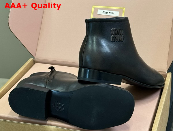 Miu Miu Fume Leather Booties in Dark Brown 5T519E Replica